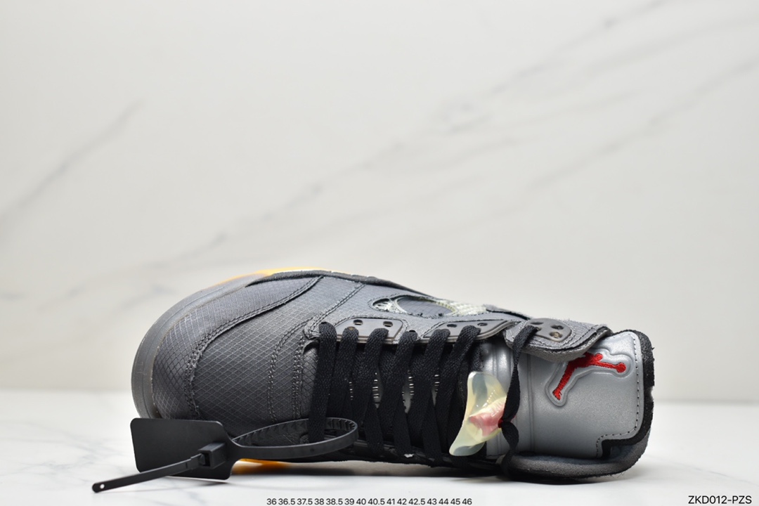 270 Off-White x Air Jordan Retro 5”Sail”乔丹AJ5代中帮复古休闲文化篮球鞋“OW蝉翼冰淇淋米白红黑”CT8480-100