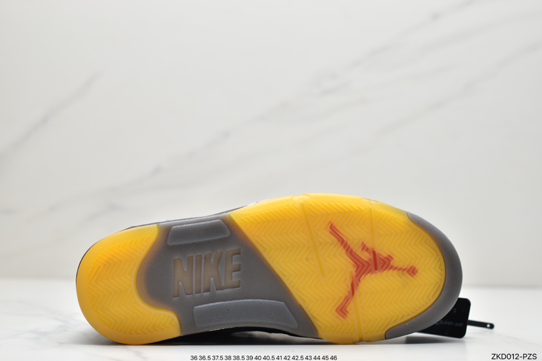 270 Off-White x Air Jordan Retro 5”Sail”乔丹AJ5代中帮复古休闲文化篮球鞋“OW蝉翼冰淇淋米白红黑”CT8480-100