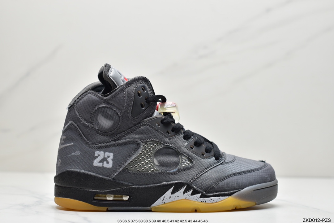 270 Off-White x Air Jordan Retro 5”Sail”乔丹AJ5代中帮复古休闲文化篮球鞋“OW蝉翼冰淇淋米白红黑”CT8480-100