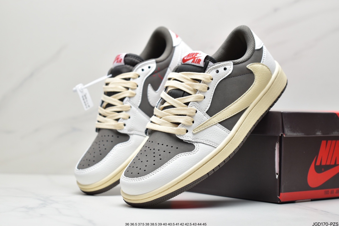 180 Travis Scott x Air Jordan 1 Low倒勾低帮白棕整鞋DM7866-162