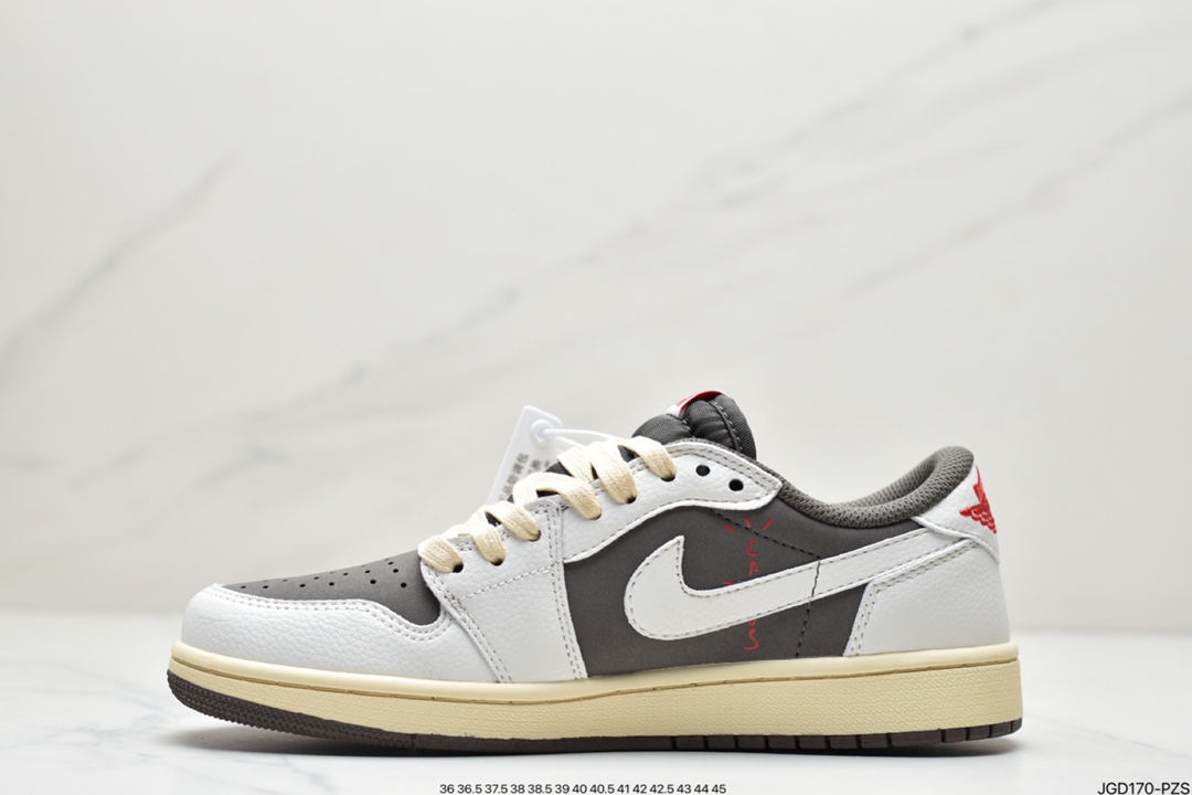 180 Travis Scott x Air Jordan 1 Low倒勾低帮白棕整鞋DM7866-162