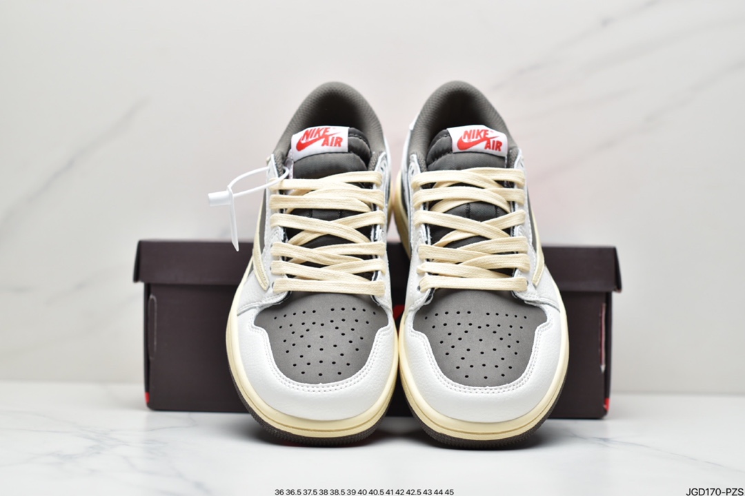 180 Travis Scott x Air Jordan 1 Low倒勾低帮白棕整鞋DM7866-162