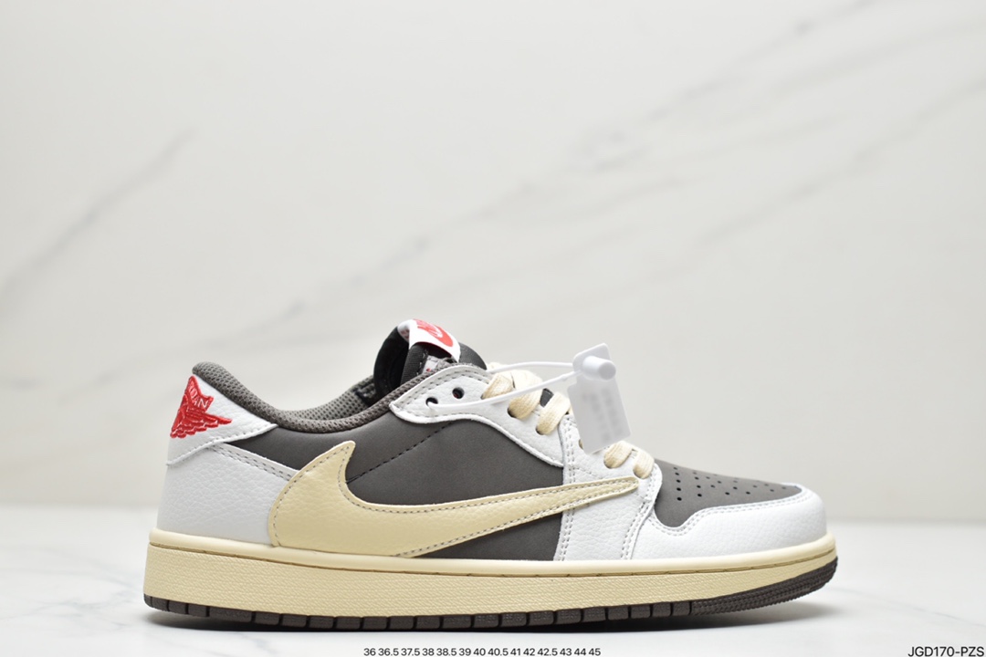 180 Travis Scott x Air Jordan 1 Low倒勾低帮白棕整鞋DM7866-162