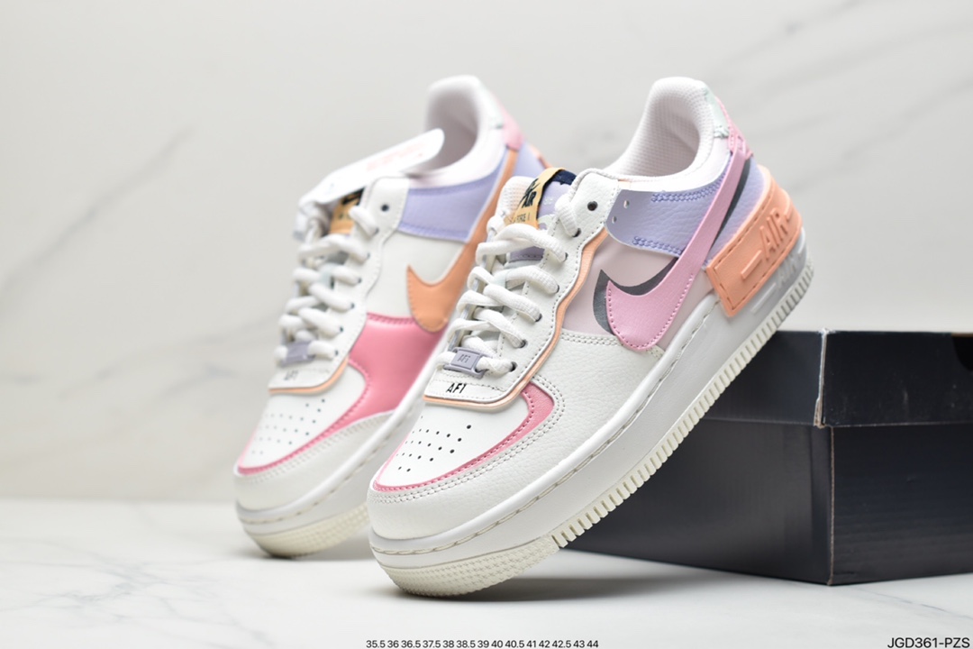 180 耐克Nike WMNS Air Force 1 Shadow 马卡龙空军一号轻量增高低帮百搭板鞋CI0919-112