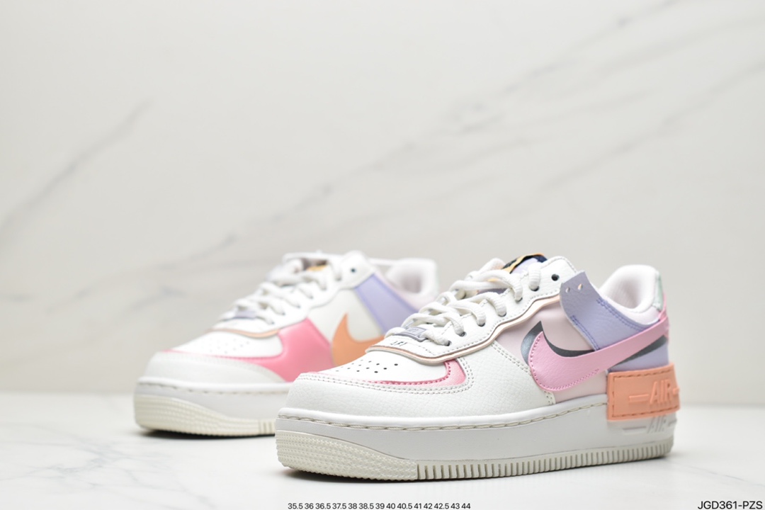 180 耐克Nike WMNS Air Force 1 Shadow 马卡龙空军一号轻量增高低帮百搭板鞋CI0919-112