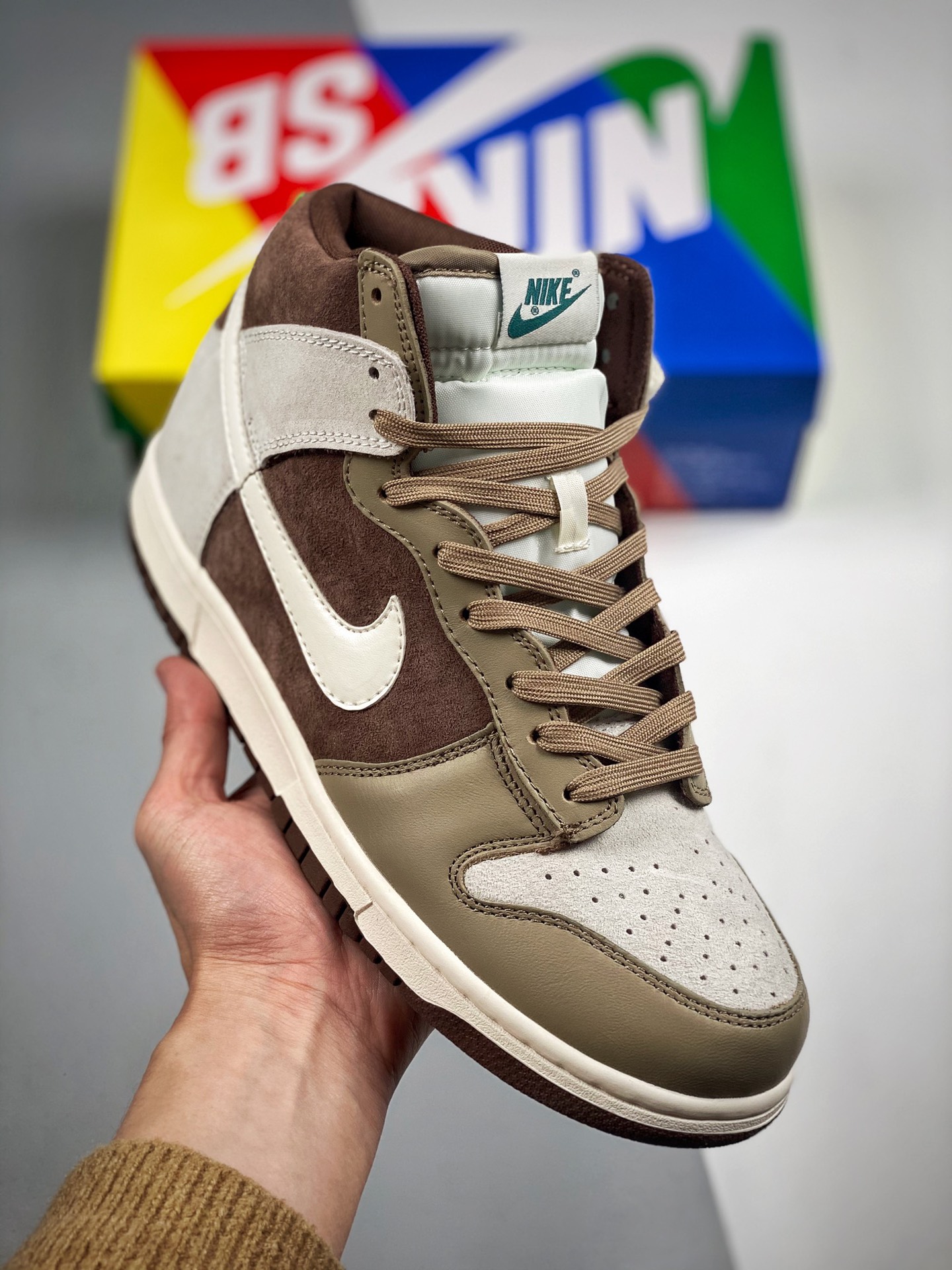 Nike Dunk High “Light Chocolate” color chocolate, calidad pura original de fábrica #etiqueta tejida de fábrica original…