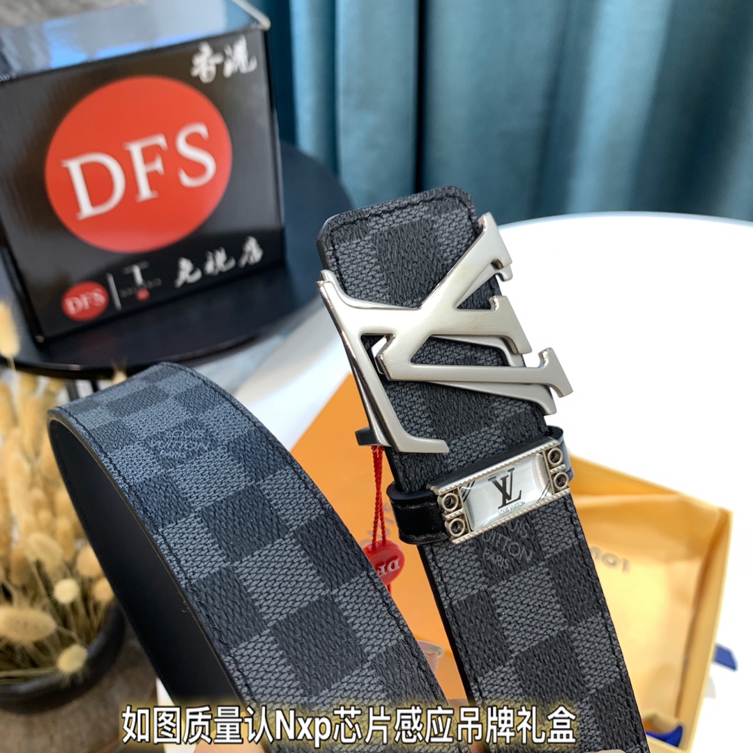 烤漆磨砂内穿扣头：路易威登LV zp同步 法国进口pvc面料 新品pvc面料格子老花 3 8cm
