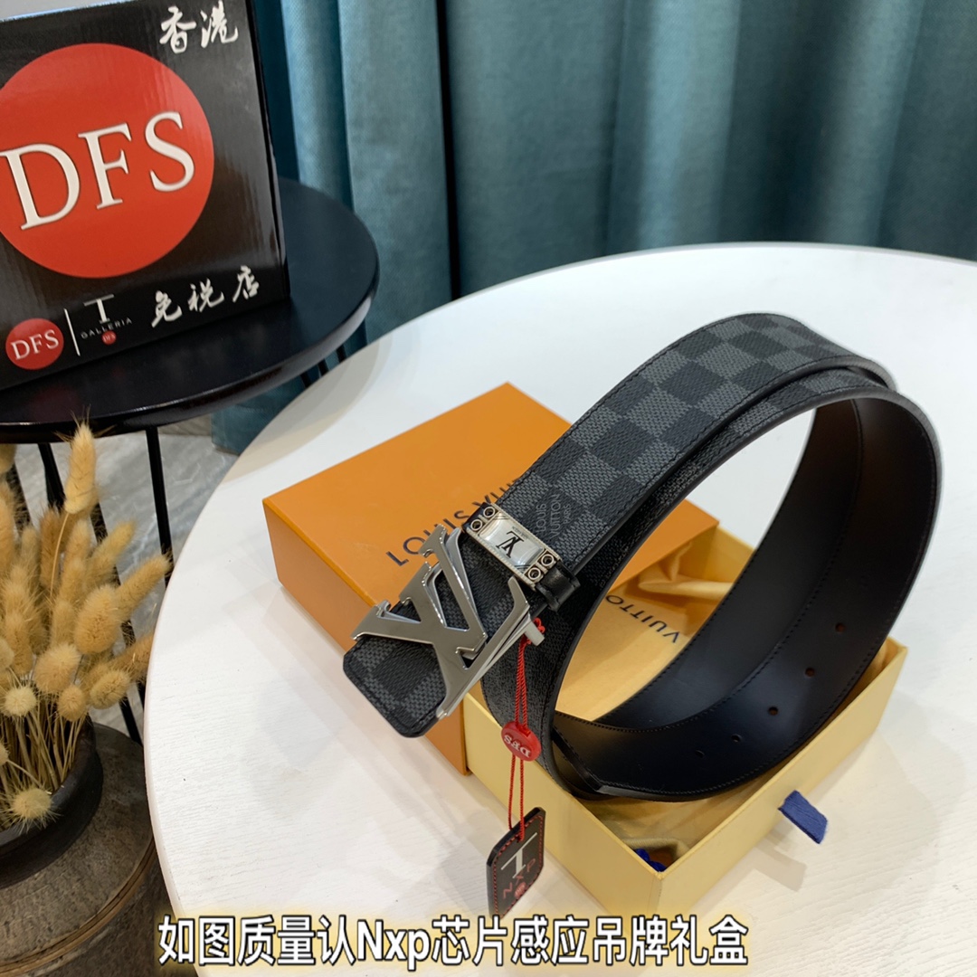 烤漆磨砂内穿扣头：路易威登LV zp同步 法国进口pvc面料 新品pvc面料格子老花 3 8cm
