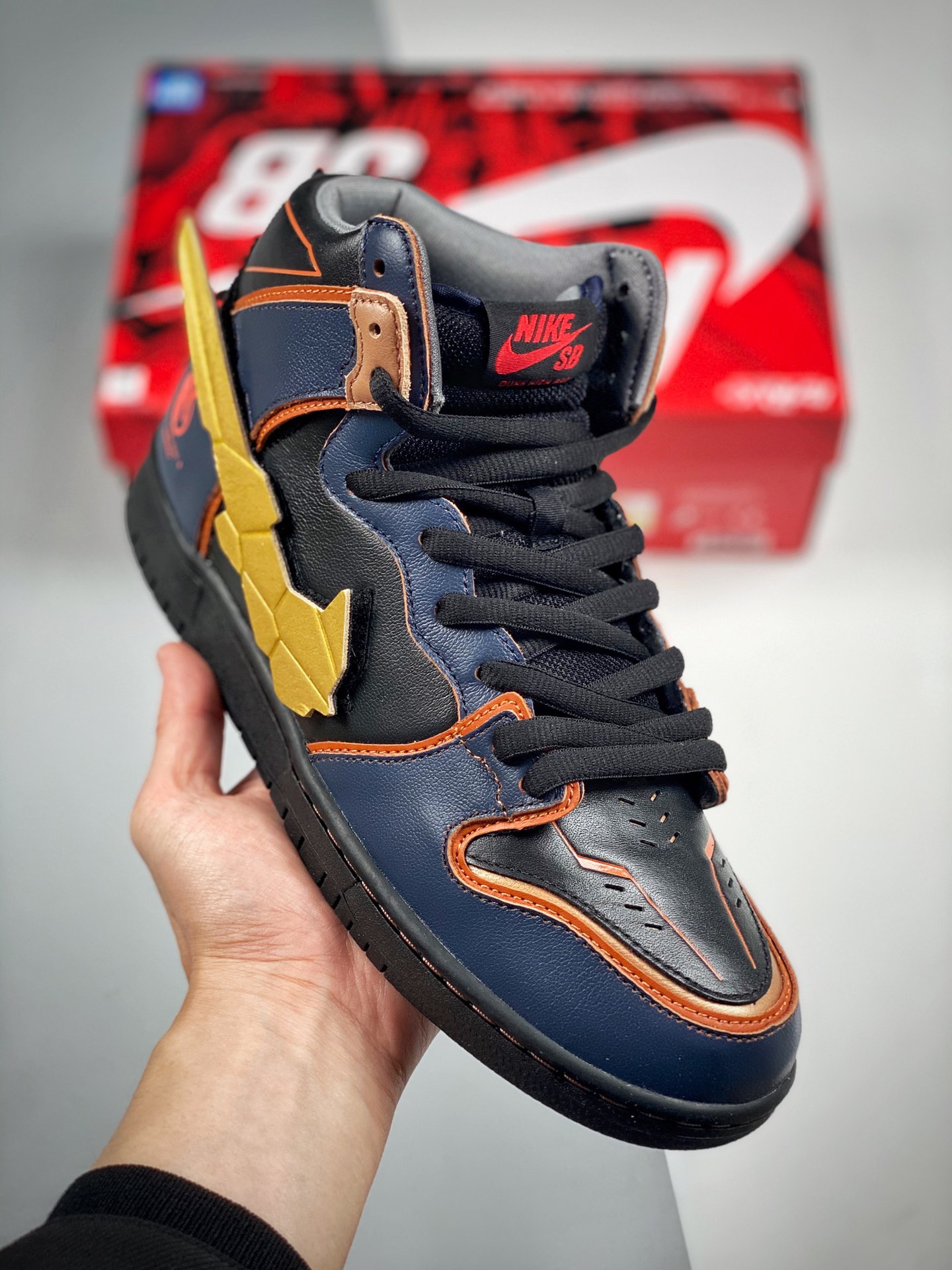 Nike SB Dunk High Pro negro/azul/dorado, colaboración Gundam, versión preferida de fábrica pura original, desarrollado …