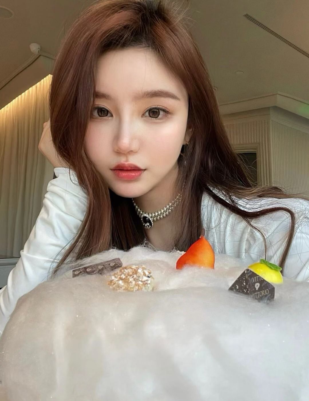 【香椭圆珠项圈】辛芷蕾同款！超美超美的choker，黑白两色双排珠的设计，中间一排钻固定，全部手工编织工