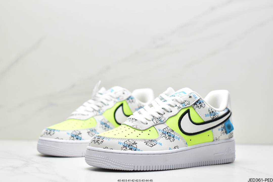 150 耐克Nike Air Force 1 “Worldwide”BlackFlash Crimson-Green 世界版图 DA1343-117