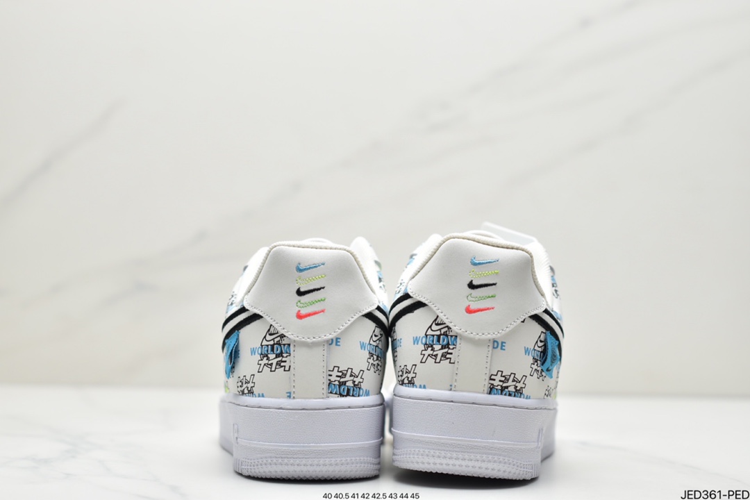 150 耐克Nike Air Force 1 “Worldwide”BlackFlash Crimson-Green 世界版图 DA1343-117