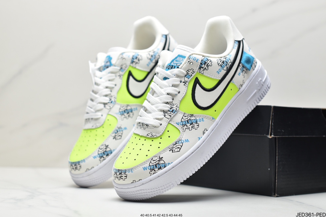 150 耐克Nike Air Force 1 “Worldwide”BlackFlash Crimson-Green 世界版图 DA1343-117