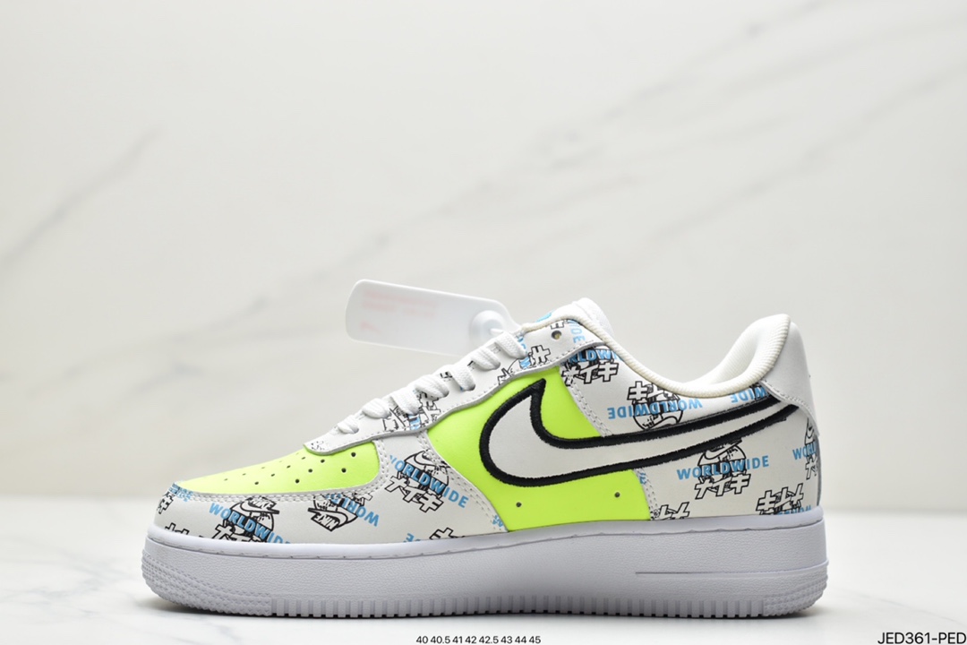 150 耐克Nike Air Force 1 “Worldwide”BlackFlash Crimson-Green 世界版图 DA1343-117