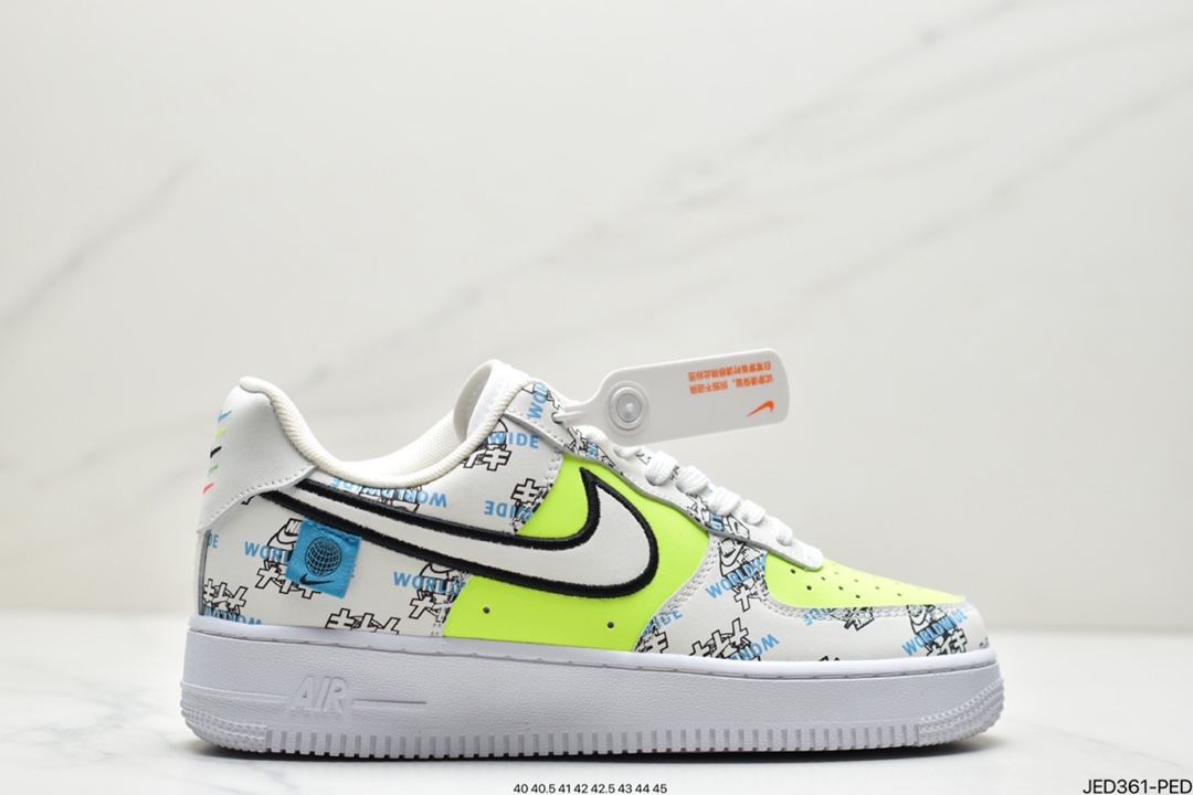 150 耐克Nike Air Force 1 “Worldwide”BlackFlash Crimson-Green 世界版图 DA1343-117