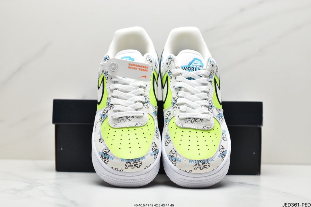 150 耐克Nike Air Force 1 “Worldwide”BlackFlash Crimson-Green 世界版图 DA1343-117