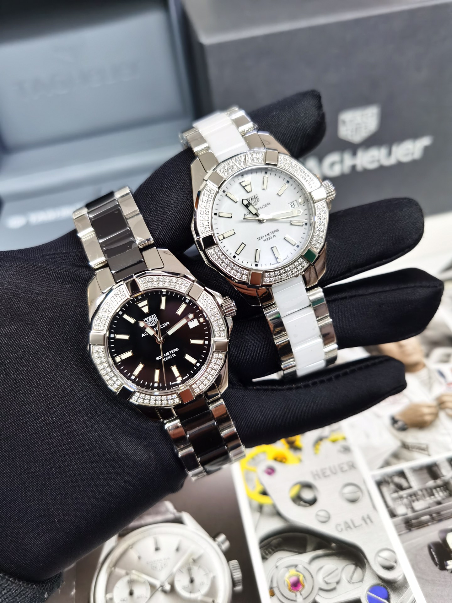 NO:728080,New style!  !  Original TAG Heuer Aquaracer quartz women's watch, 35mm diameter case, paired with ceramic strap and 316 steel strap. The original ceramic ring is exquisite and luxurious, as gentle as jade. The diamond-set case is dazzling, with a dazzling enamel dial and seven  Colorful natural pearl dial, sapphire anti-glare glass, original Swiss ETA quartz movement, supports disassembly and inspection, flawless workmanship and can be compared with global counters, one watch and one code with hangtag, brand new and complete set [color][color][color],,tag  heue19860909新款！！原单泰格豪雅竞潜系列石英女表,35mm直径表壳,配间陶瓷表带及316钢带,原厂陶瓷圈口精致奢华、温润如玉.镶钻款表壳闪耀夺目,搭配闪到耀眼的搪瓷表盘以及七彩斑斓的天然珍珠表盘,蓝宝防炫玻璃,原装瑞士ETA石英机芯,支持拆机验货,零瑕疵做工接受全球专柜对比,一表一码配吊牌,全新全套出[色][色][色],,tag heue,Watch