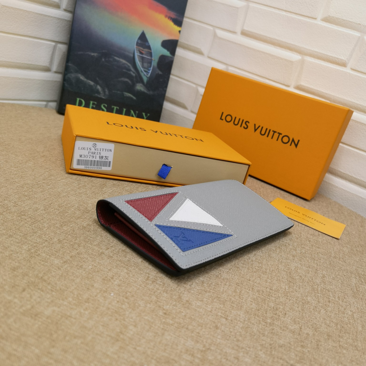 Close-up of the leather texture on a bifold wallet