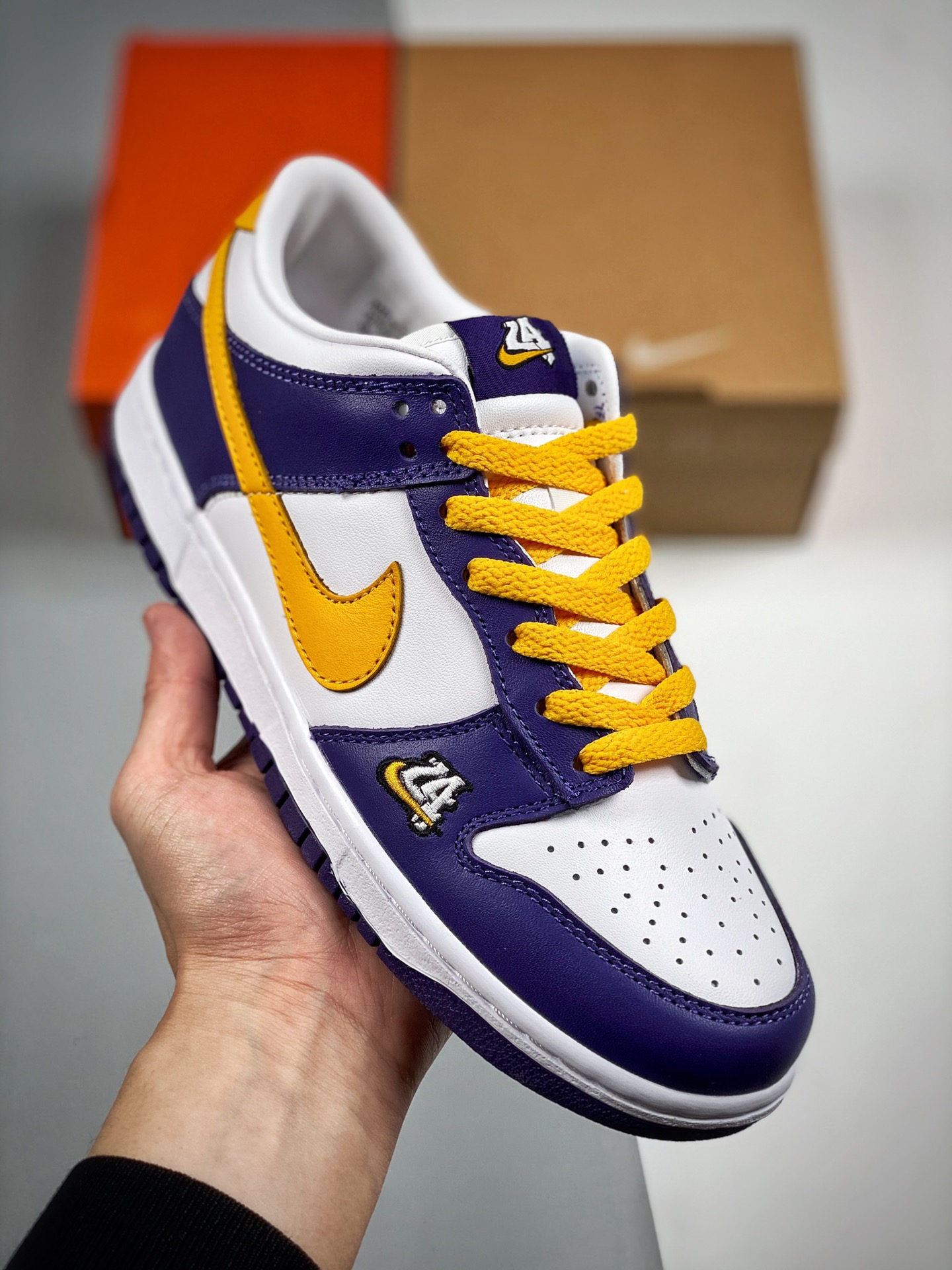 NK Dunk Low "LA" Lakers edición conmemorativa Kobe 24, producción pura de fábrica, fotos reales, material original de c…