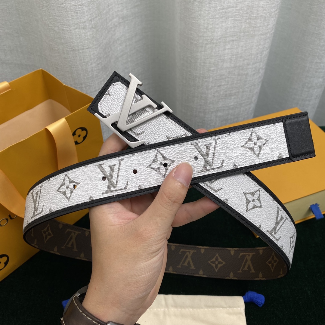 Louis Vuitton Belts Black White Splicing Men Canvas