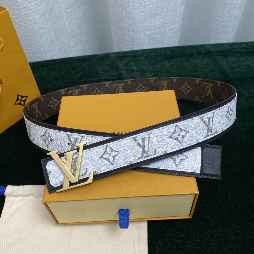 Louis Vuitton Belts Black White Splicing Men Canvas