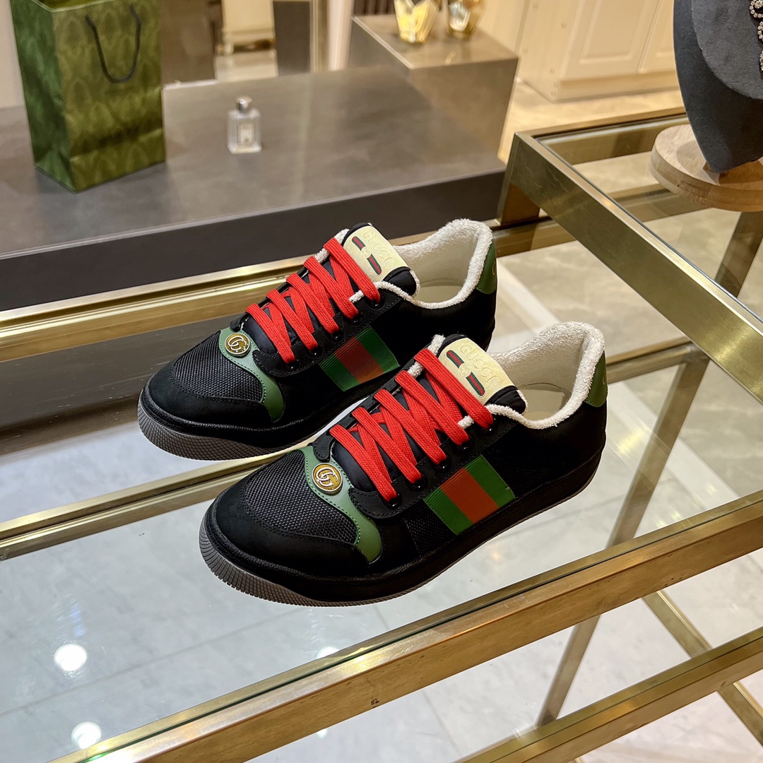 ex fábrica (alta gama) Gucci. zapatitos sucios tela verde y negra cincha roja y verde detalles en pi