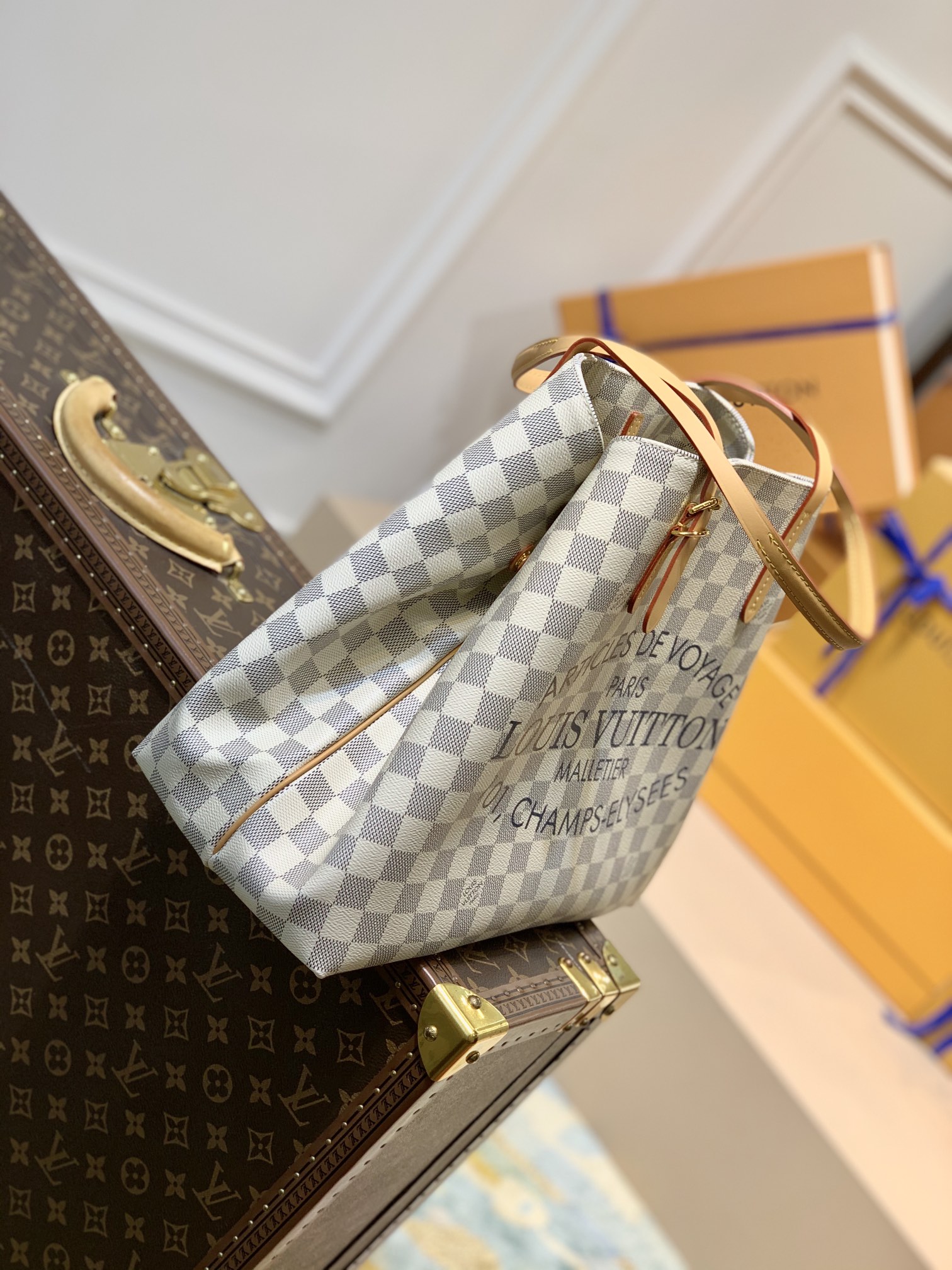 Louis Vuitton LV Cabas PM系列Damier Azur帆布托特包 N41375
