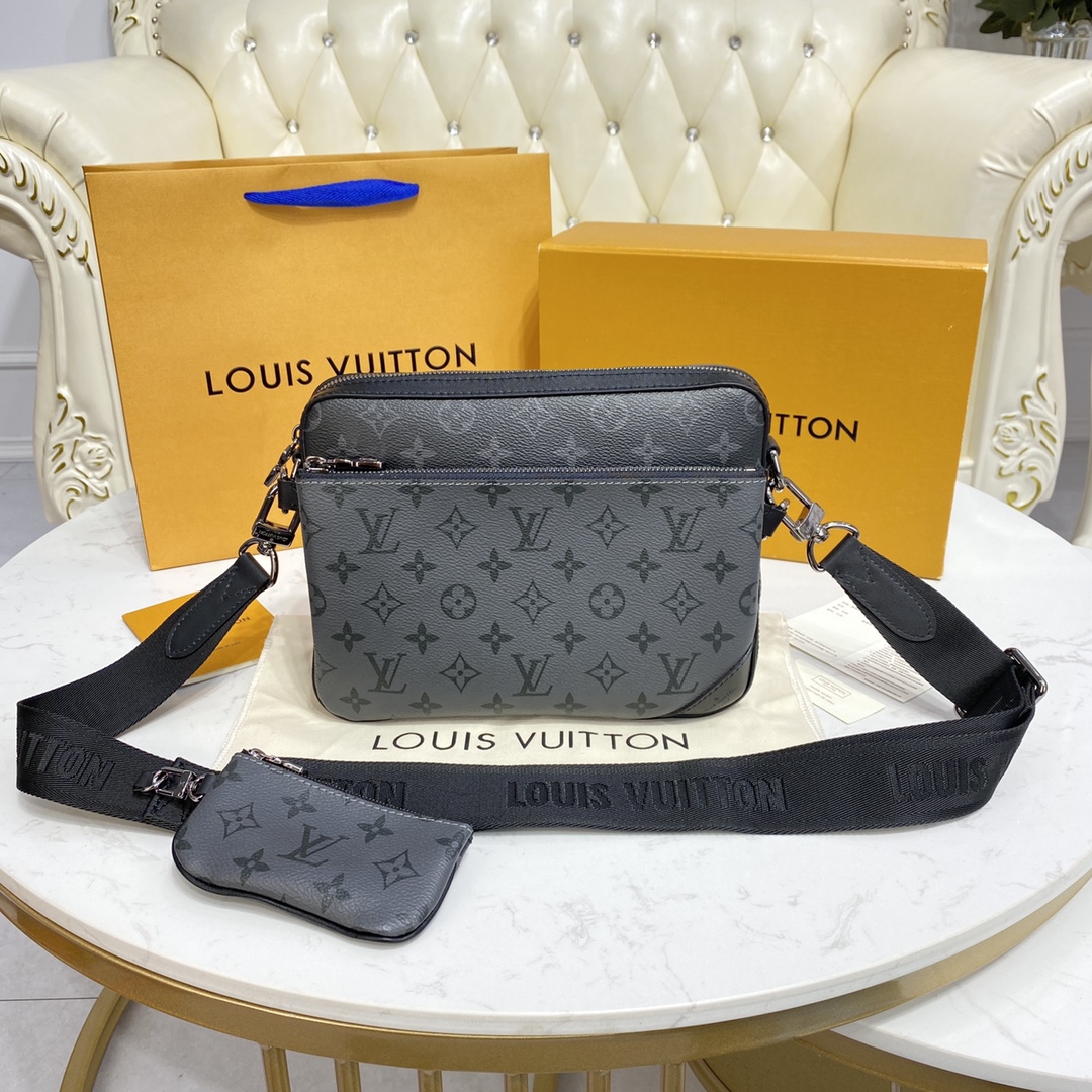 Louis Vuitton Messenger Bags Black Grid White Damier Azur Canvas N50017