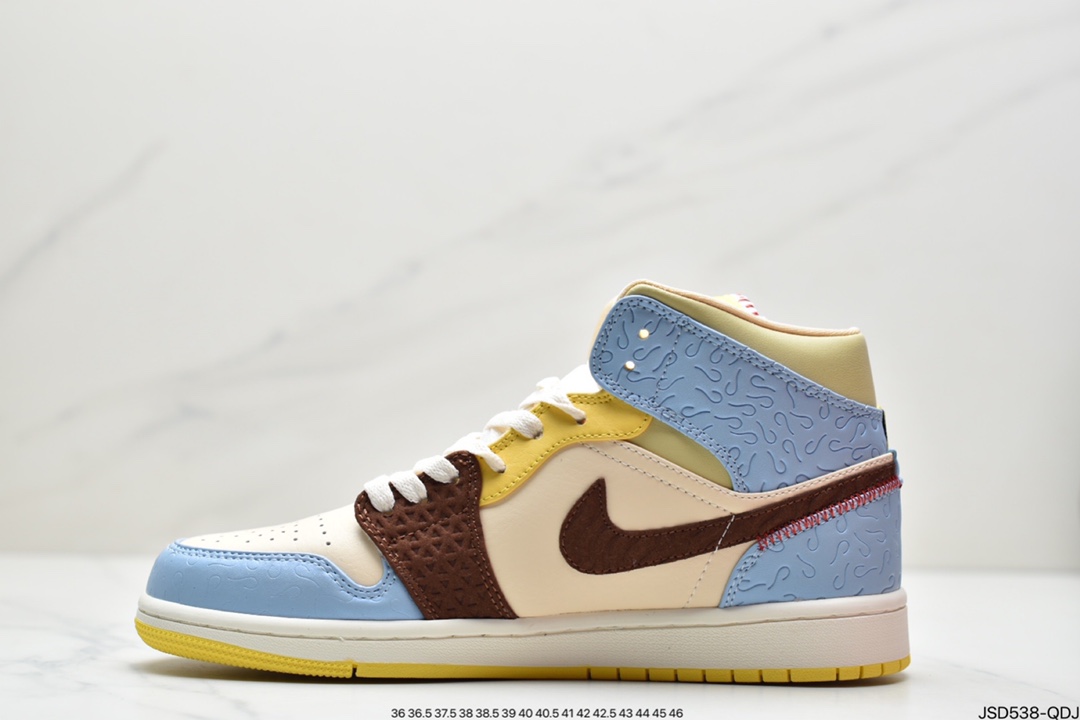 200 Maison Chateau x Air Jordan 1 Mid AJ1乔1中帮文化篮球鞋 CU2803-200