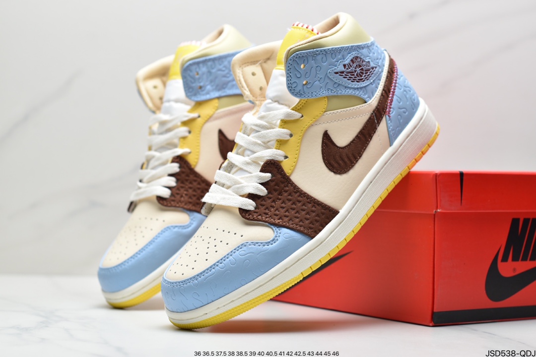 200 Maison Chateau x Air Jordan 1 Mid AJ1乔1中帮文化篮球鞋 CU2803-200