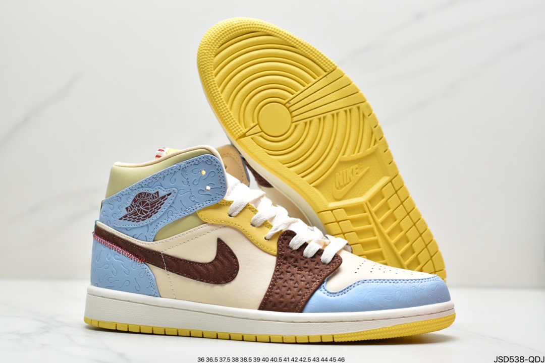 200 Maison Chateau x Air Jordan 1 Mid AJ1乔1中帮文化篮球鞋 CU2803-200