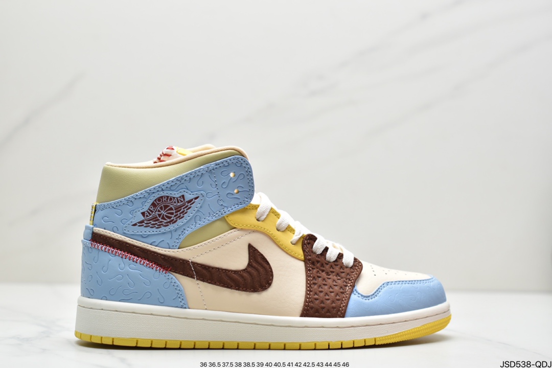 200 Maison Chateau x Air Jordan 1 Mid AJ1乔1中帮文化篮球鞋 CU2803-200