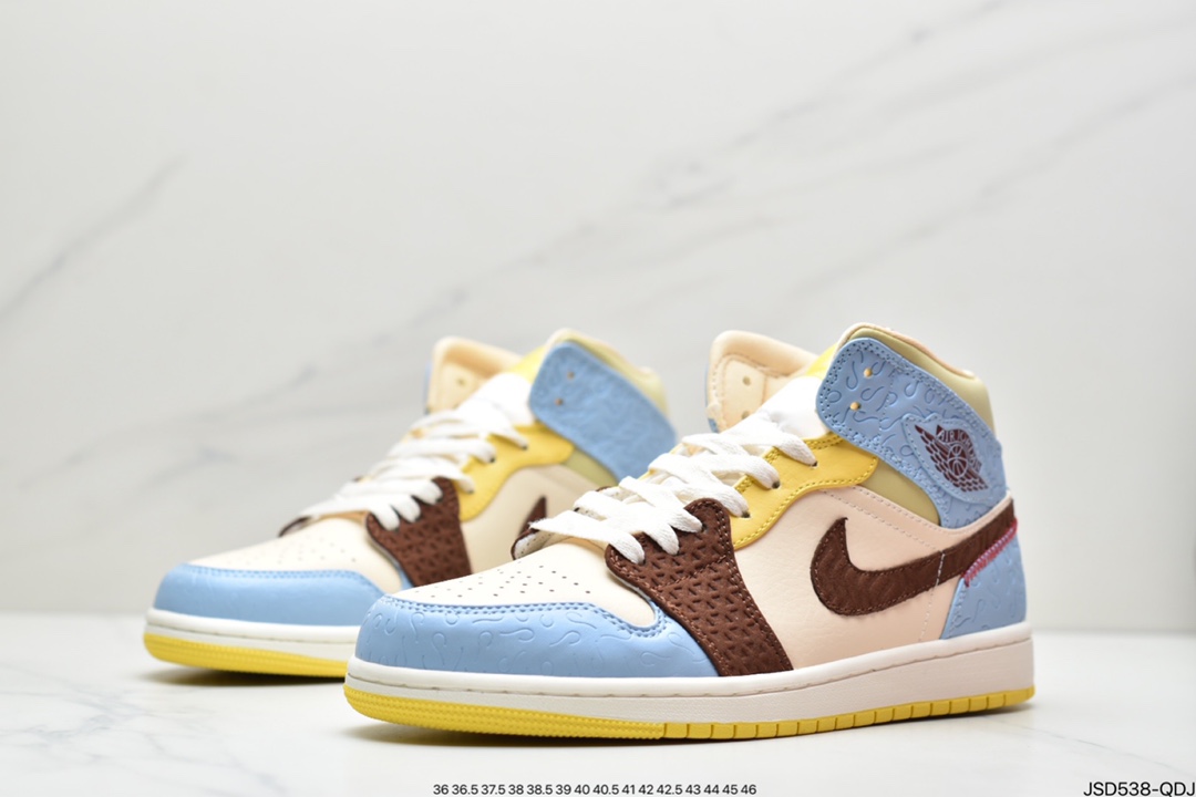 200 Maison Chateau x Air Jordan 1 Mid AJ1乔1中帮文化篮球鞋 CU2803-200
