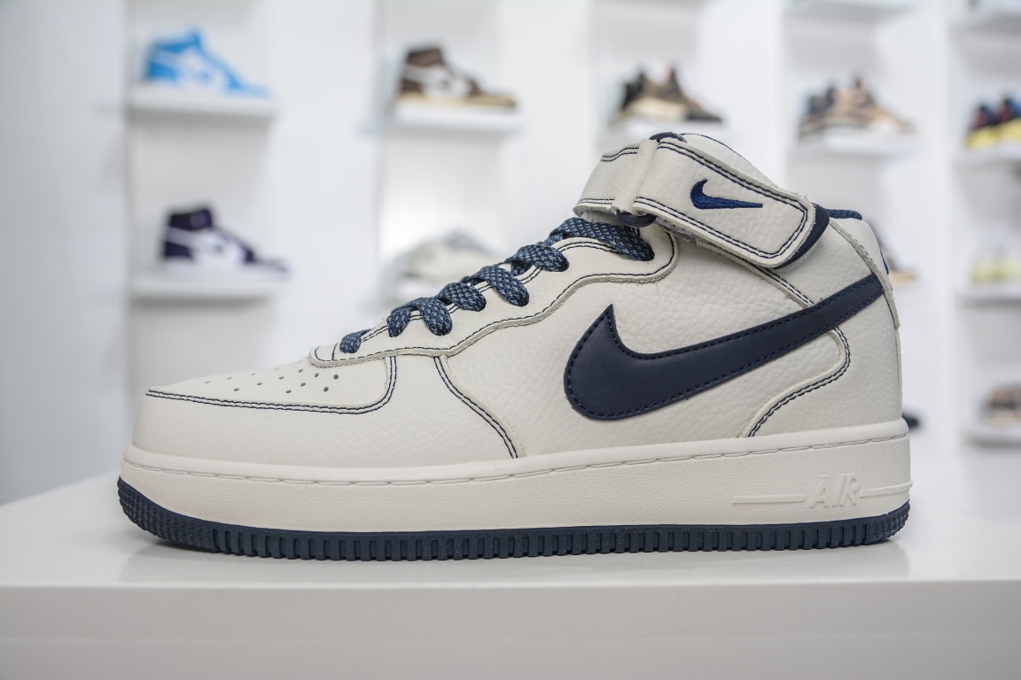 260 秋冬新品  Nike Air Force 1 Mid '07 米深蓝 满天星中帮空军一号休闲板鞋 MU3603-202