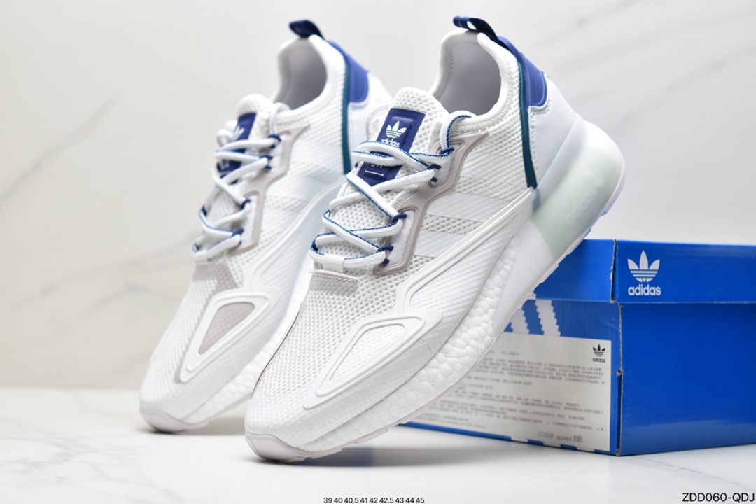 230 阿迪达斯Adidas Originals ZX 2K Boost 白蓝灰 阿迪达斯爆米花复古经典运动鞋 GY3548