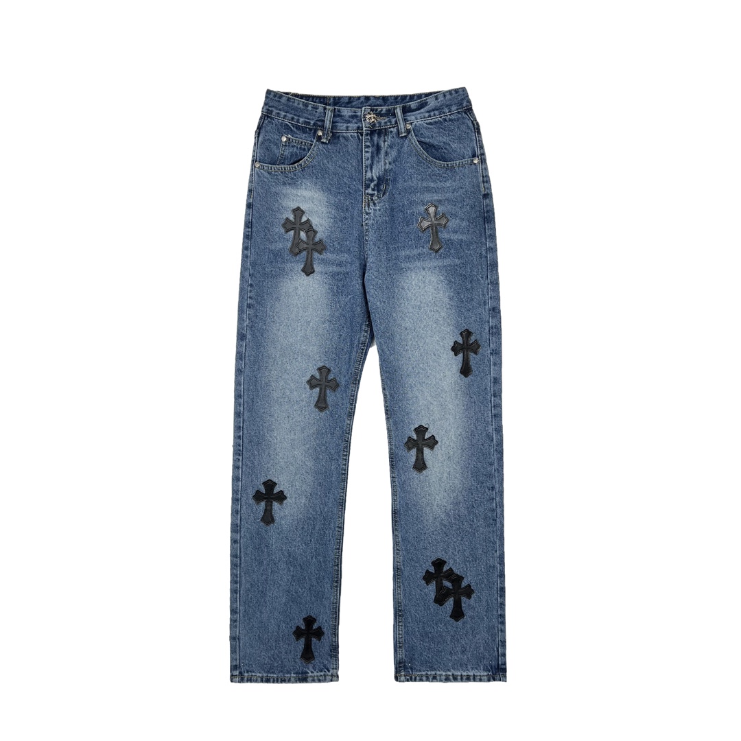 Chrome Hearts Kleidung Jeans Schwarz Rosa Nähen Frauen Männer Frühlingskollektion Fashion