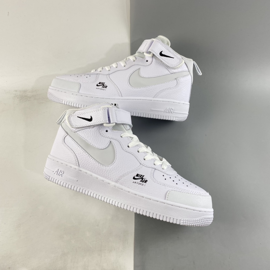 P240  NIKE Air Force 1 Mid Premium 全白反光空军一号中邦休闲板鞋 CU3088-606