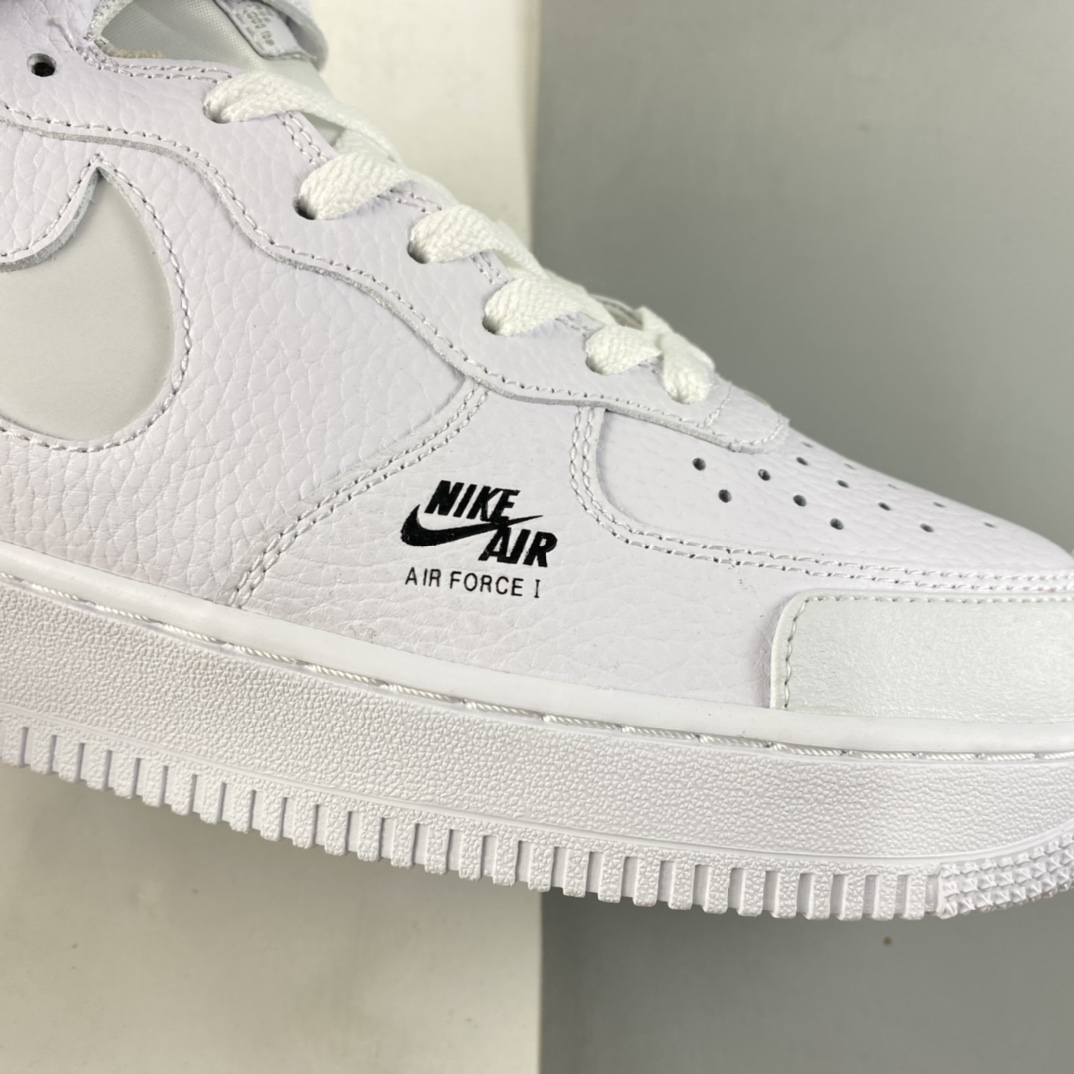 P240  NIKE Air Force 1 Mid Premium 全白反光空军一号中邦休闲板鞋 CU3088-606