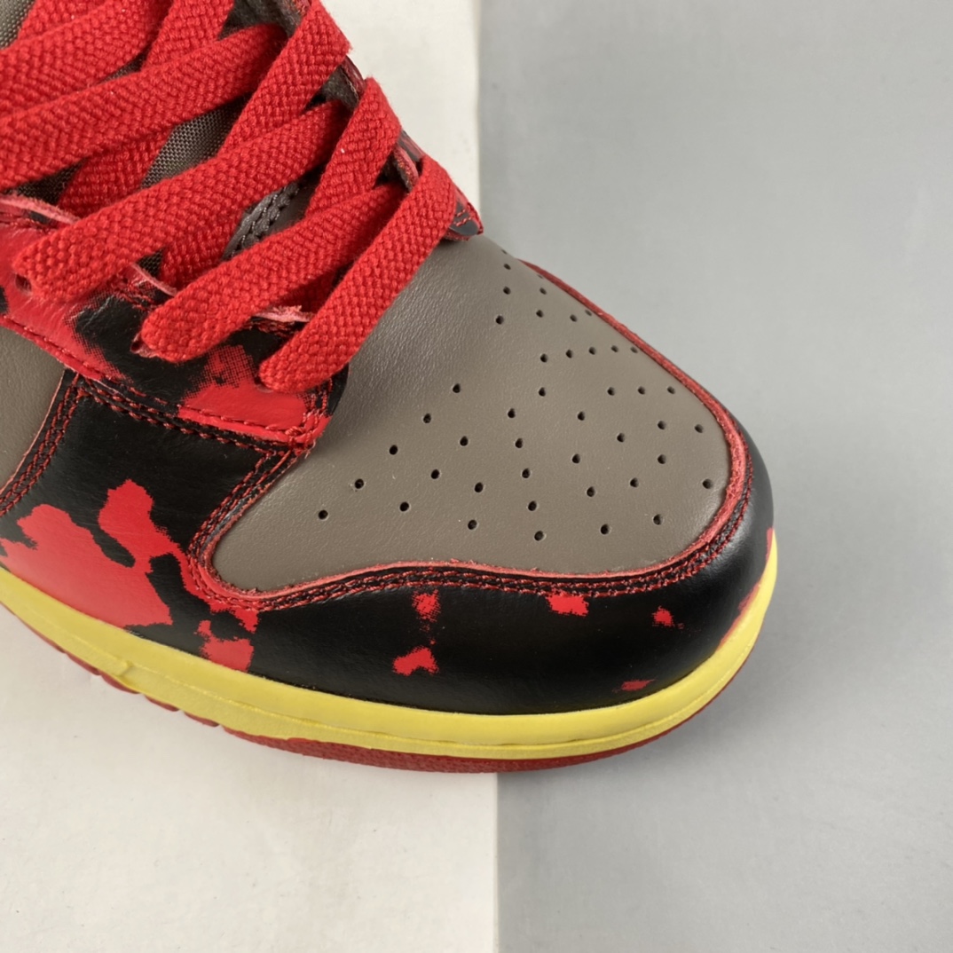 P480  NIKE Dunk High 1985 ”Red Camo”灰红酸洗扎染 高帮复古休闲板鞋 DD9404-600