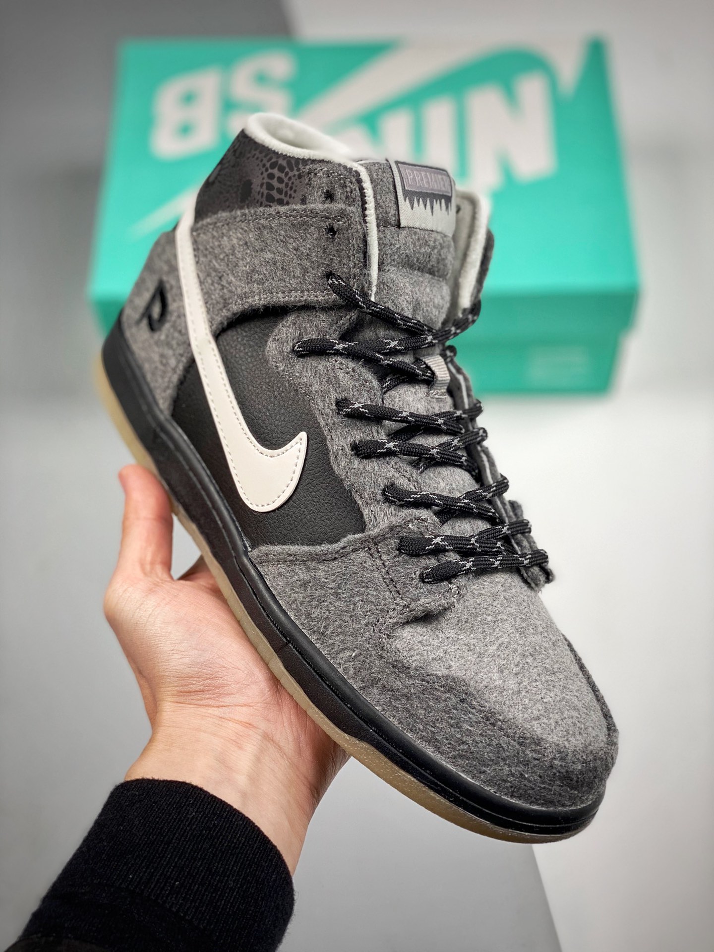 Nike Dunk SB High gris blanco negro, producción pura de fábrica, fotos reales, material original de capa superior, mold…