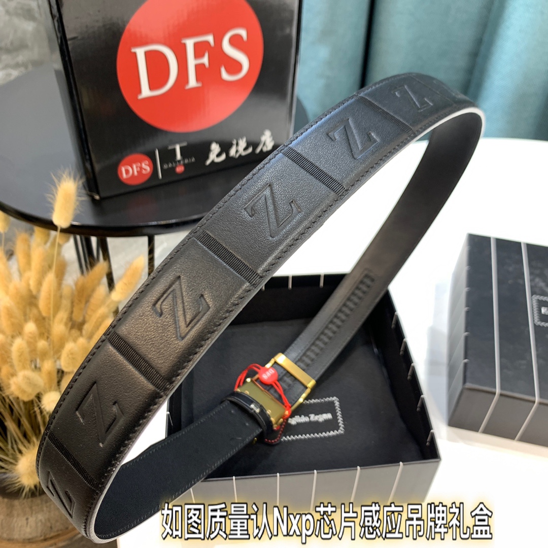 杰尼亚 原厂原单 香港免税T礼盒 Z字板扣精钢五金 自动滑轮系列五金 顶级皮带