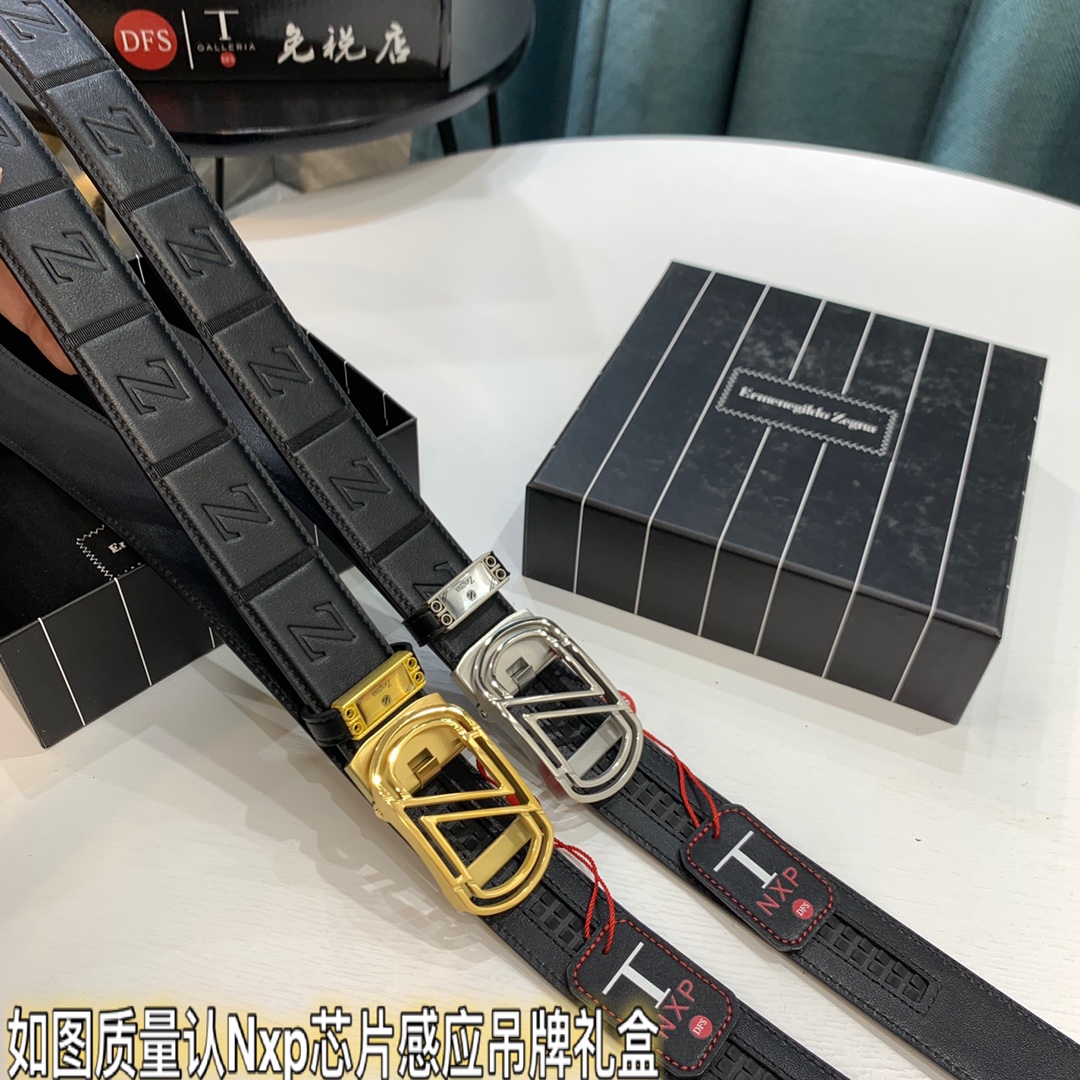 杰尼亚 原厂原单 香港免税T礼盒 Z字板扣精钢五金 自动滑轮系列五金 顶级皮带