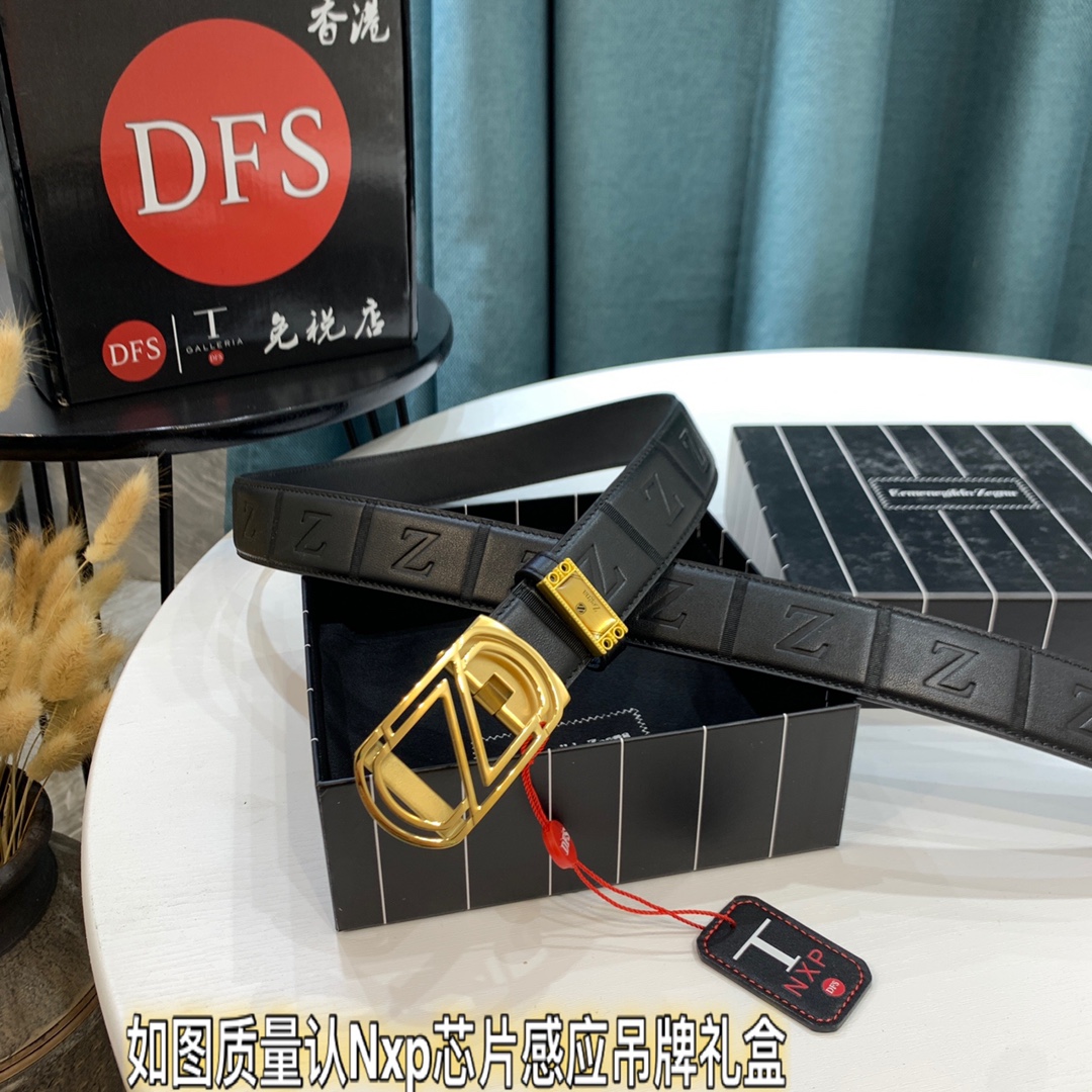 杰尼亚 原厂原单 香港免税T礼盒 Z字板扣精钢五金 自动滑轮系列五金 顶级皮带