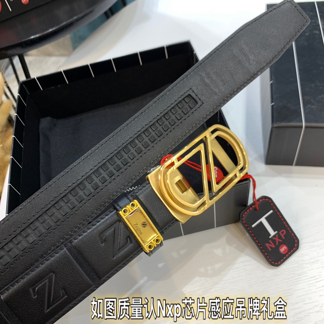 杰尼亚 原厂原单 香港免税T礼盒 Z字板扣精钢五金 自动滑轮系列五金 顶级皮带