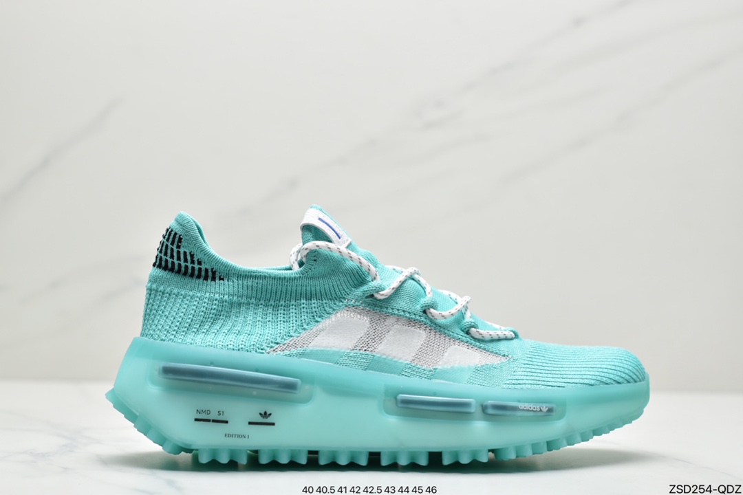 320 菲董上脚 Adidas 阿迪 NMD S_1 Edition ”Cloud White” S_1系列 袜套式运动休闲跑步鞋 GZ7900