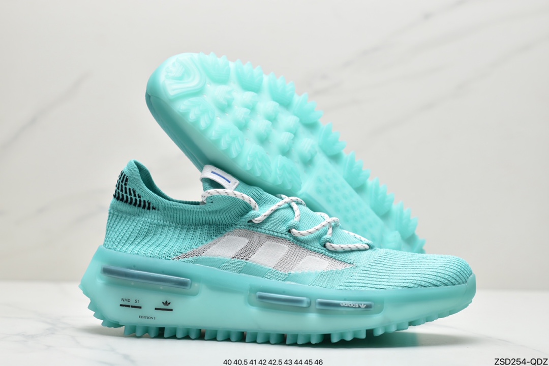 320 菲董上脚 Adidas 阿迪 NMD S_1 Edition ”Cloud White” S_1系列 袜套式运动休闲跑步鞋 GZ7900