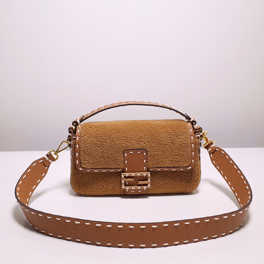 Fendi Bags Handbags Brown Gold Sheepskin Baguette