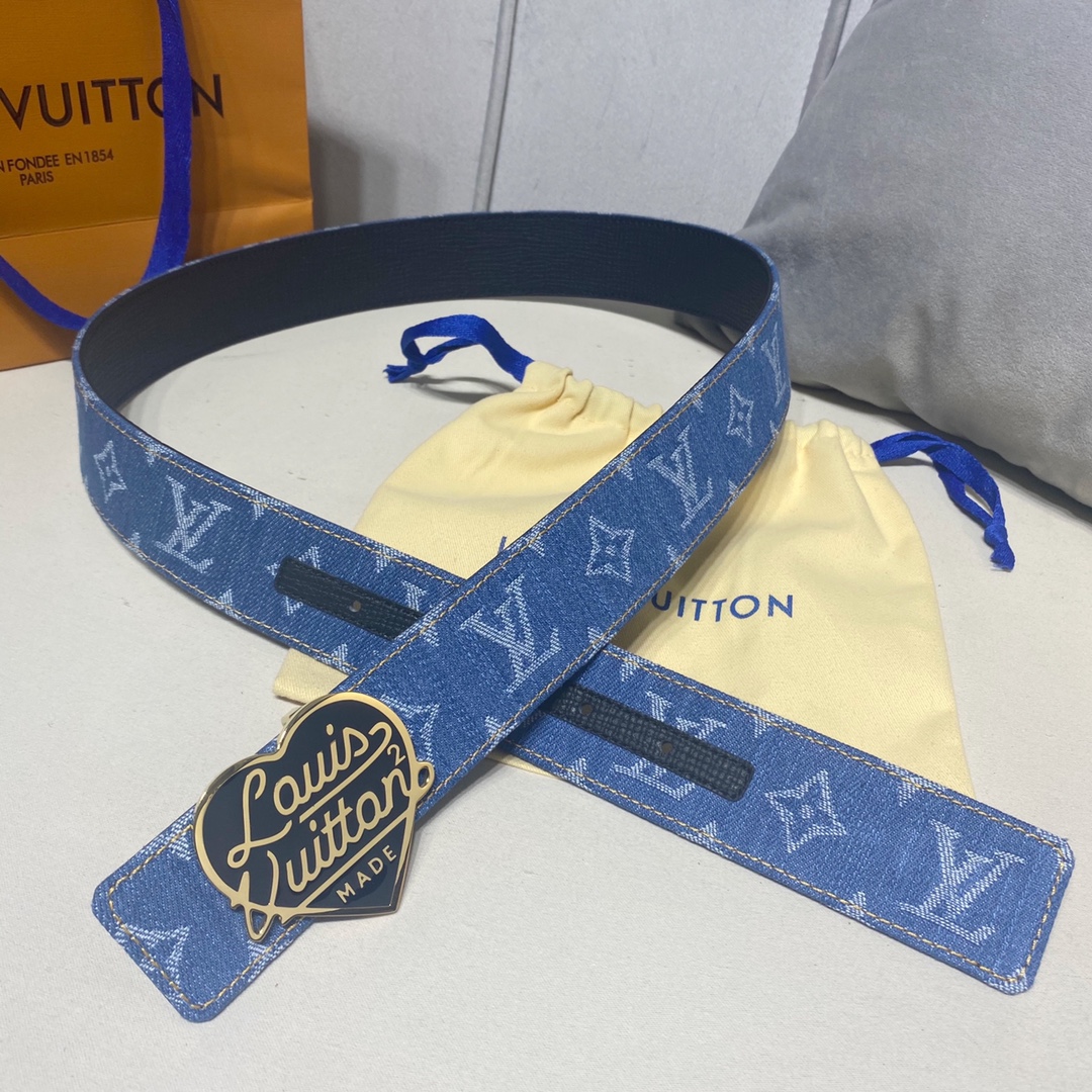 Louis Vuitton Belts Calfskin Cowhide Denim Spring Collection
