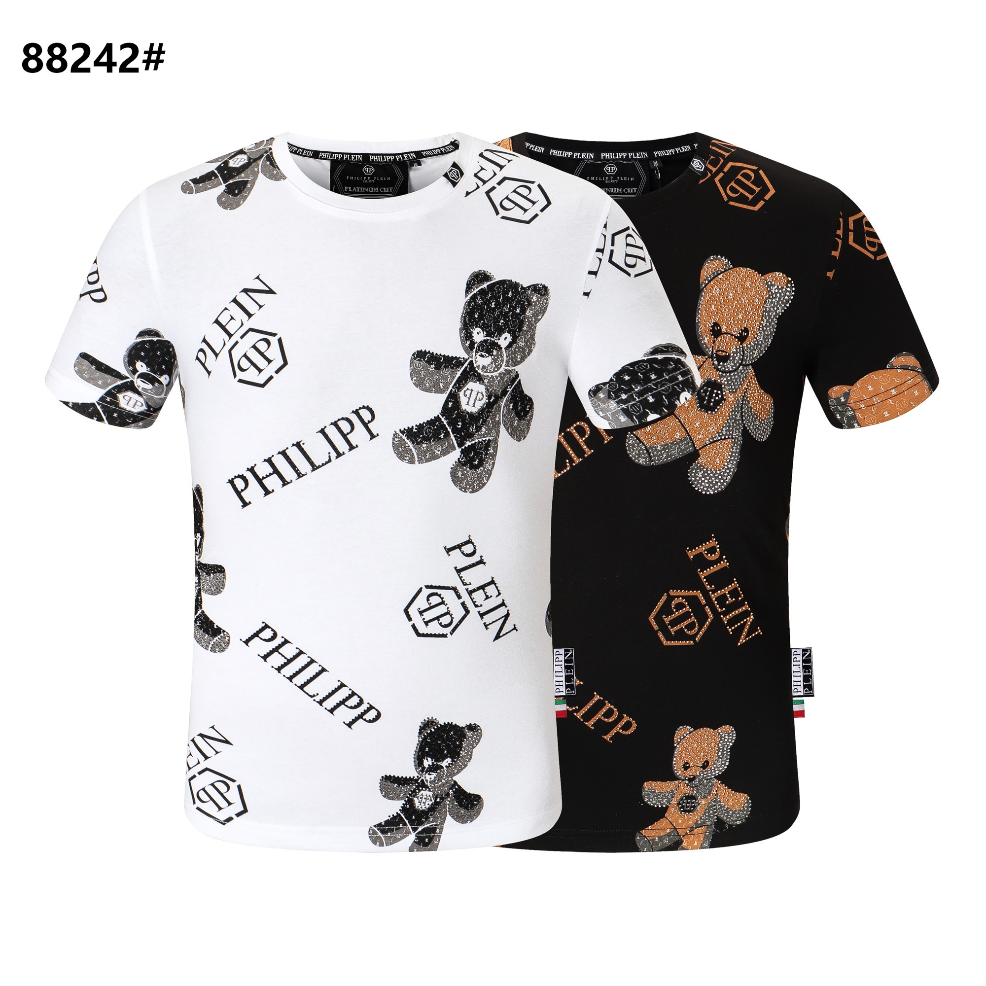 Philipp Plein mirror quality
 Clothing T-Shirt Black White Men Spring/Summer Collection Short Sleeve