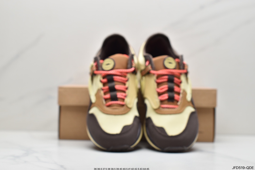 170 Travis Scott x Nike Air Max 1”Cactus Jack”休闲运动慢跑鞋“深棕麦黄米倒钩”DO9392-200